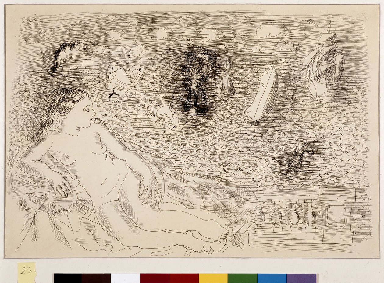 Žena před mořem (olej na plátně) od Raoul Dufy