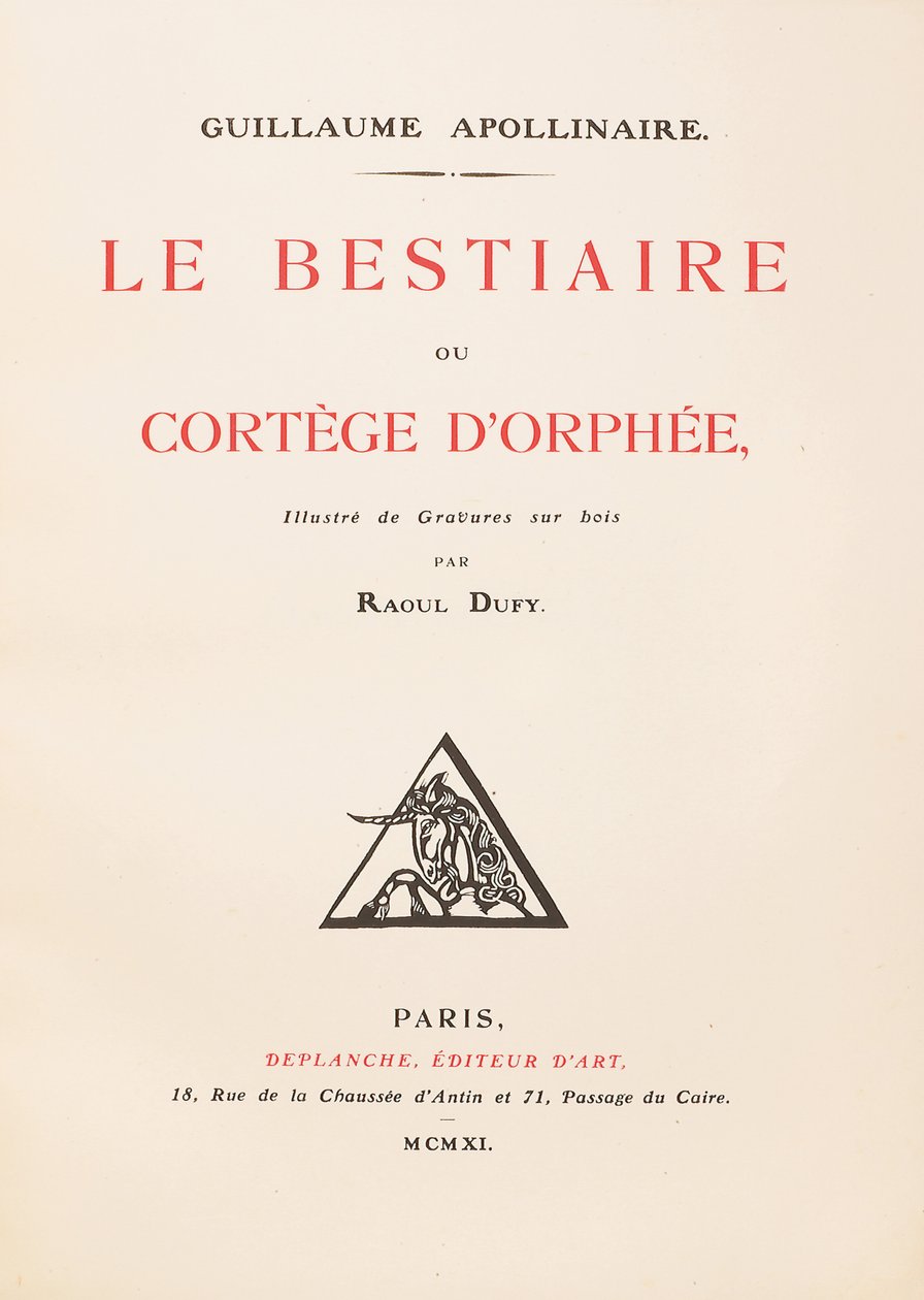 Frontispis knihy "Le Bestiaire ou Cortège d