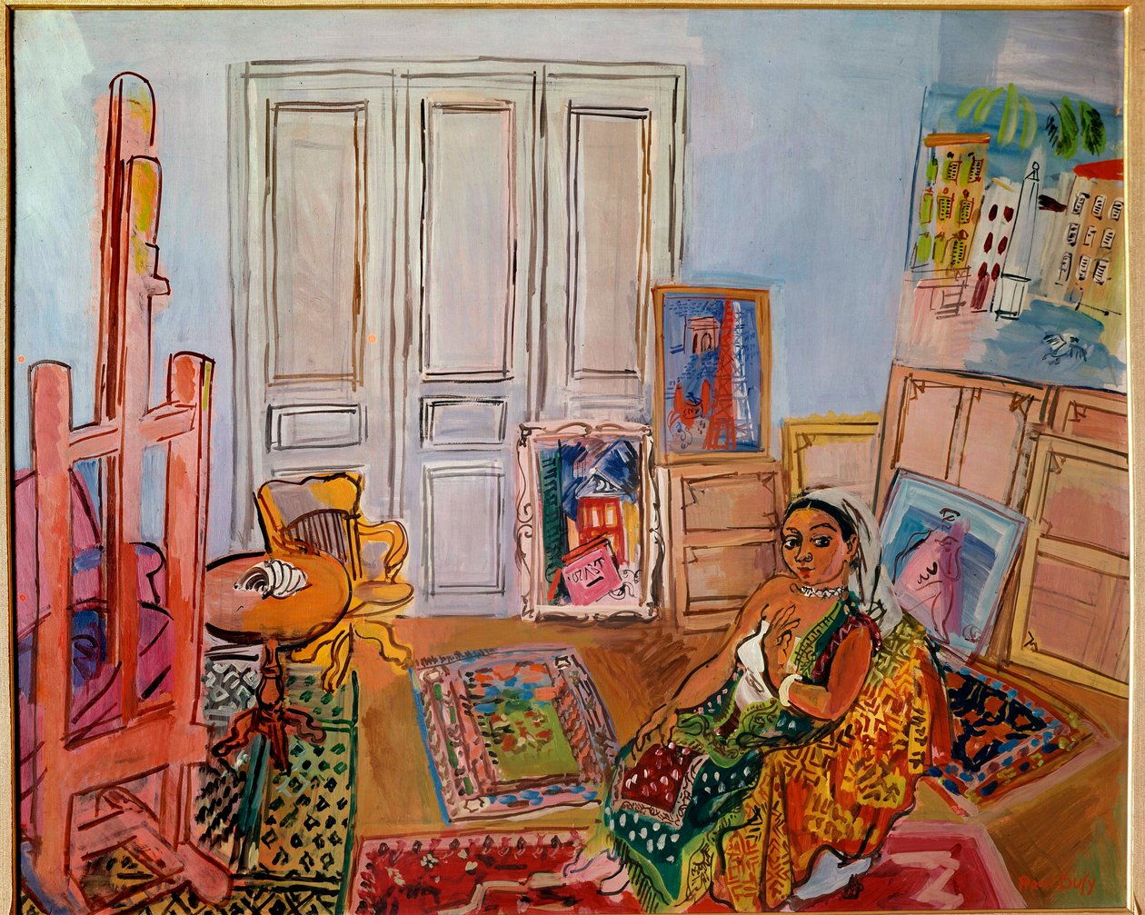 Hinduistický model v dílně, 20. století (olej na plátně) od Raoul Dufy