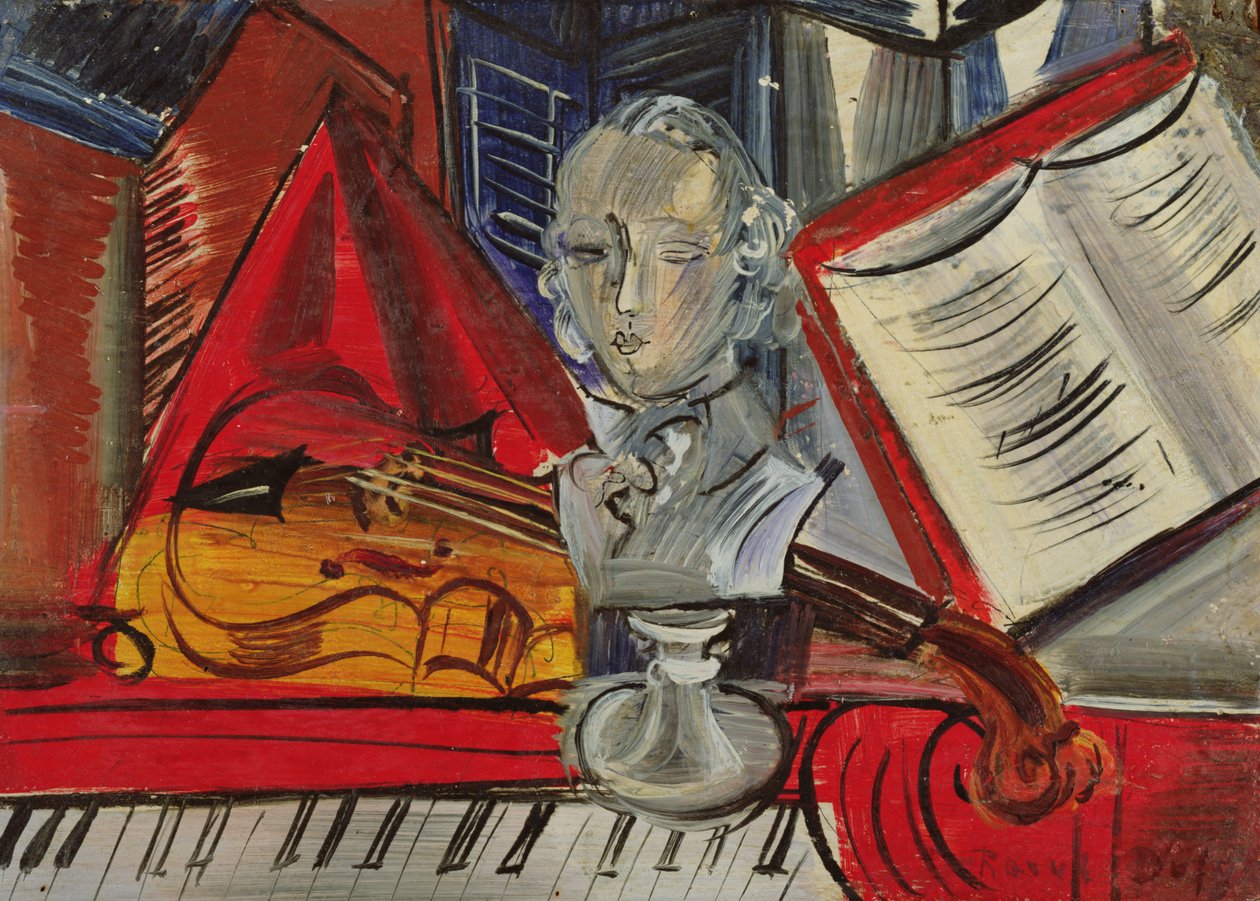 Pocta Mozartovi, asi 1945 (olej na plátně) od Raoul Dufy