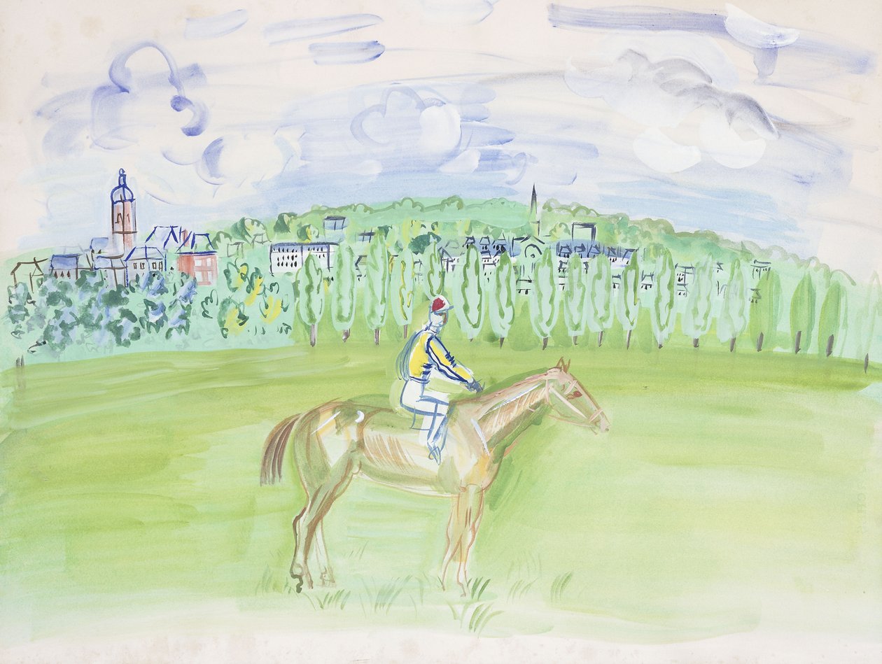 Kůň a žokej v Deauville; Cheval et Jockey a Deauville od Raoul Dufy
