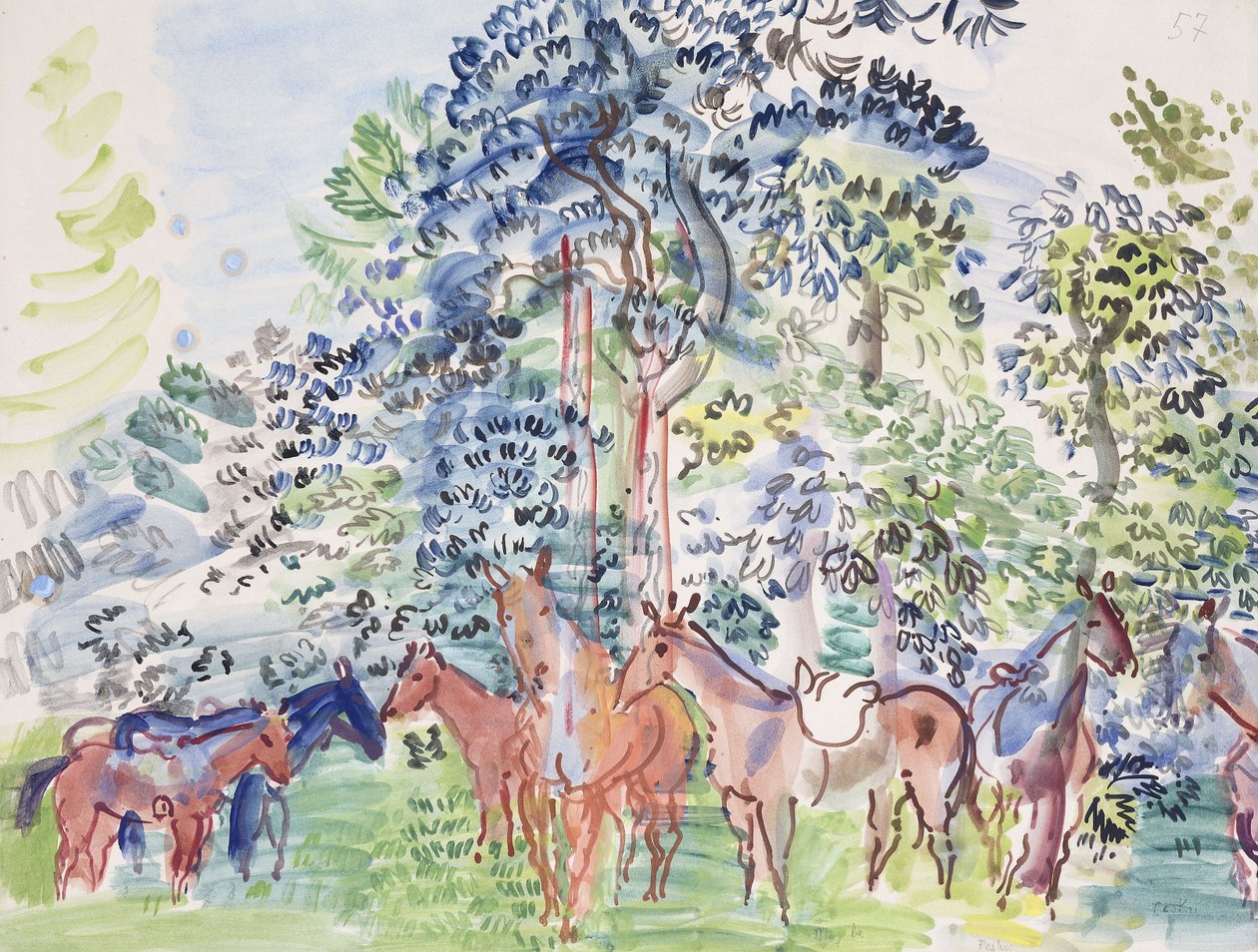 Koně v lese; Chevaux au Bois od Raoul Dufy