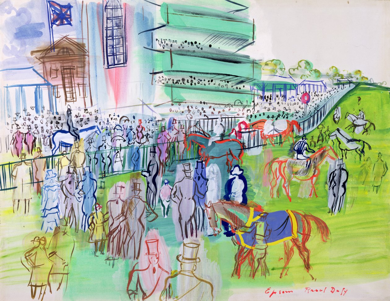 Před tribunou v Epsomu, asi 1937 (akvarel a kvaš na papíře) od Raoul Dufy
