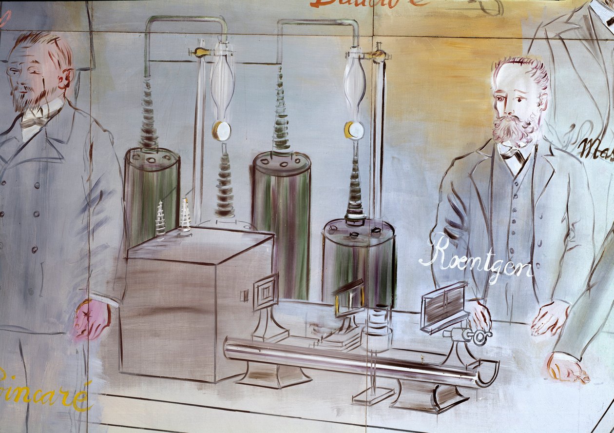 La Fee Electricite, detail: Wilhelm Conrad Rontgen (1845-1923), německý fyzik. 1937 (malba) od Raoul Dufy
