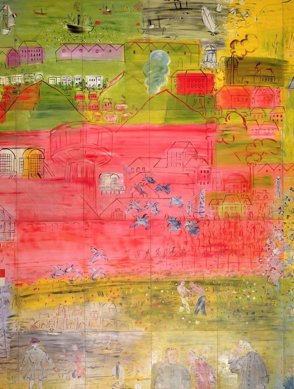 La Fee Electricite, detail z pravé strany zobrazující přístav a továrny od Raoul Dufy
