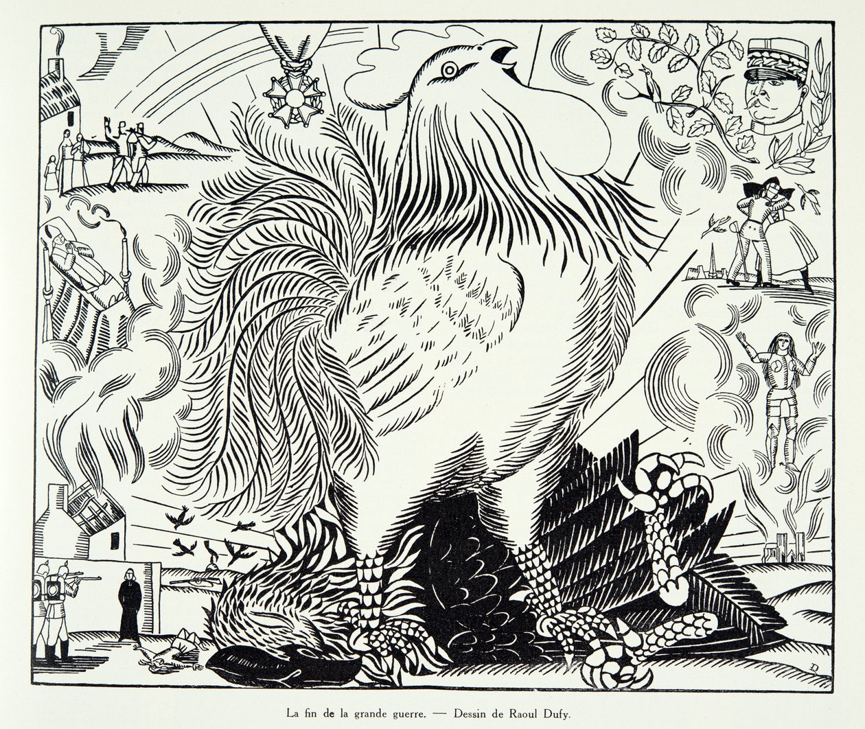 Konec Velké války, z knihy Histoire de la Troisieme Republique, díl I, Politické dějiny, vyd. 1933 (litografie) od Raoul Dufy