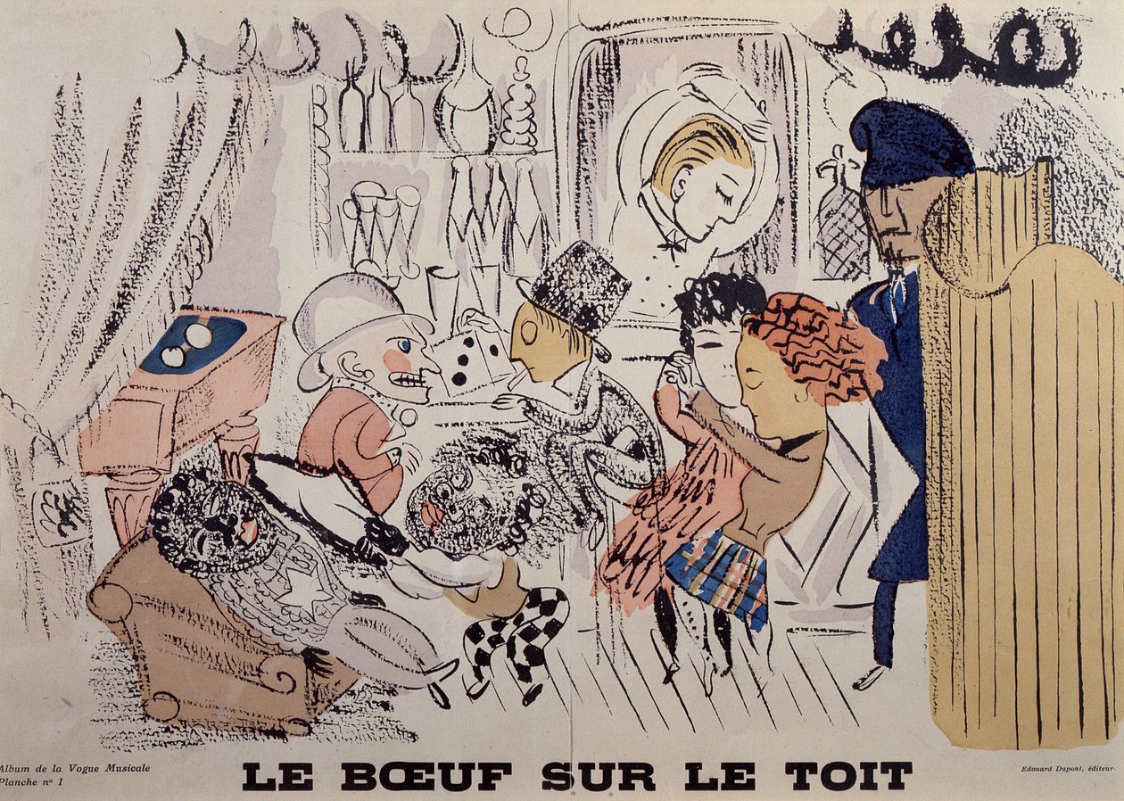 Le Boeuf sur le Toit, ilustrace z prvního čísla časopisu La Vogue Musicale od Raoul Dufy