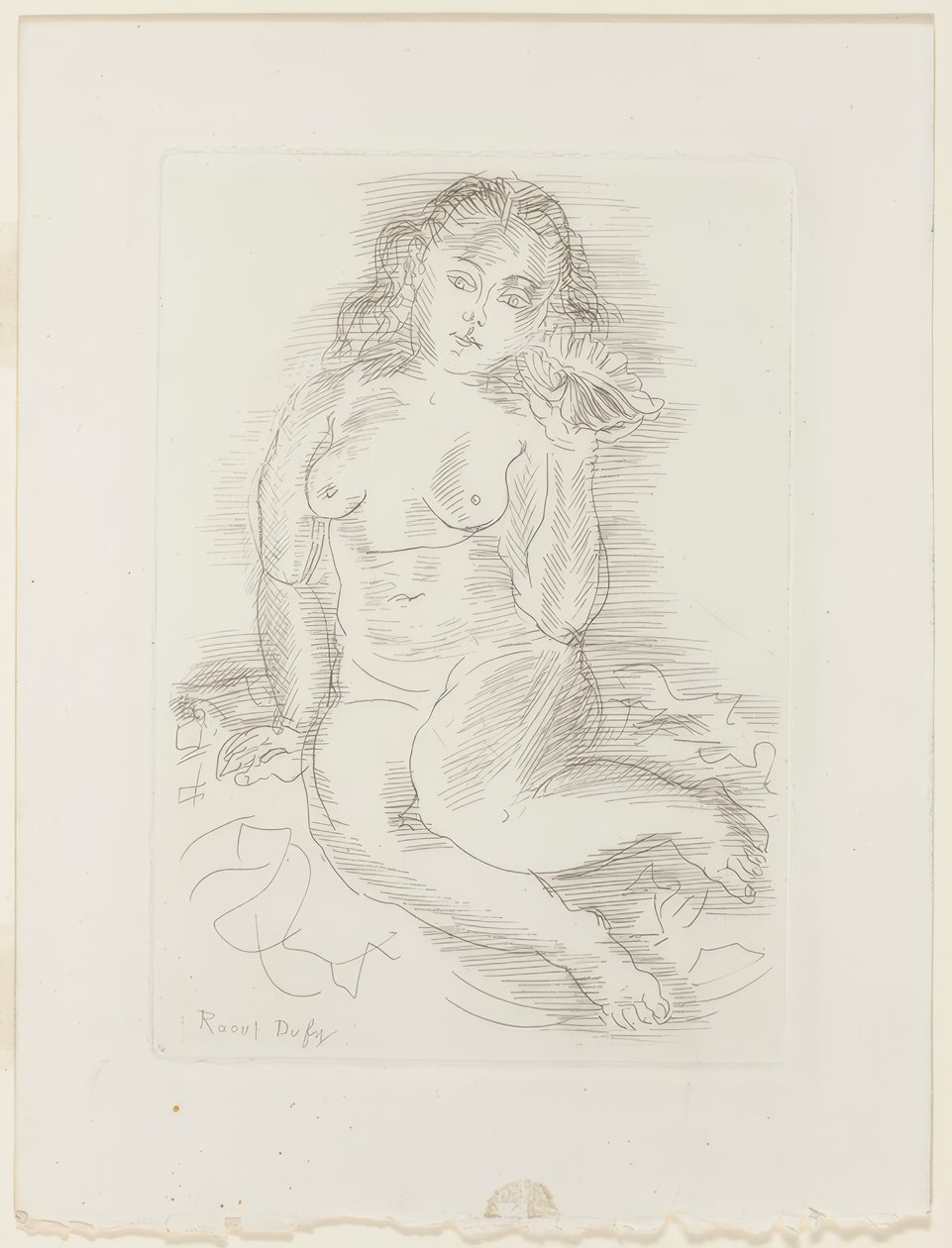 Nahá poslouchající mořskou mušli od Raoul Dufy