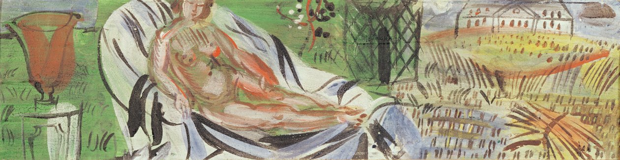 Akt s červenou vázou (olej na plátně) od Raoul Dufy