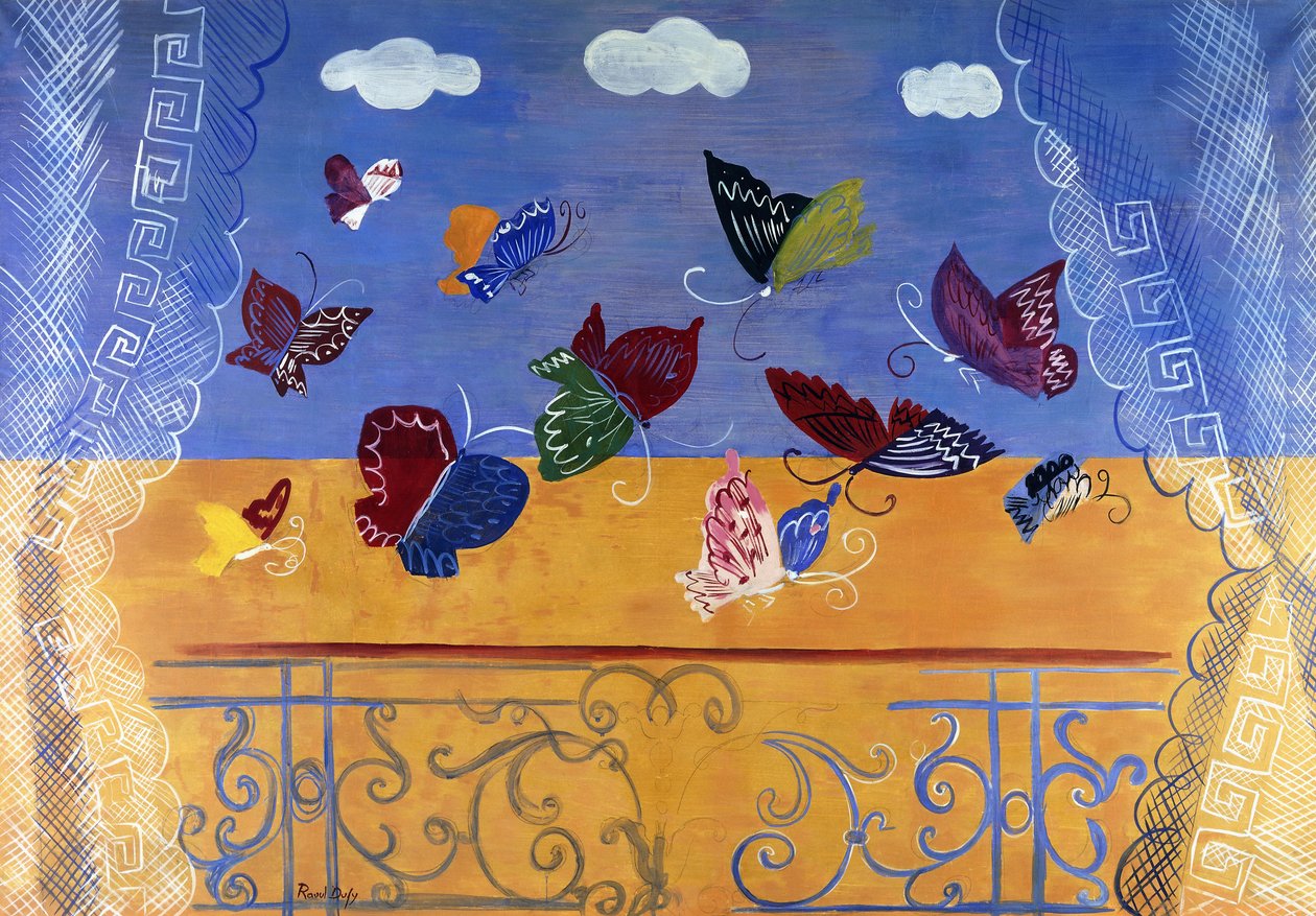 Otevřené okno s motýly od Raoul Dufy
