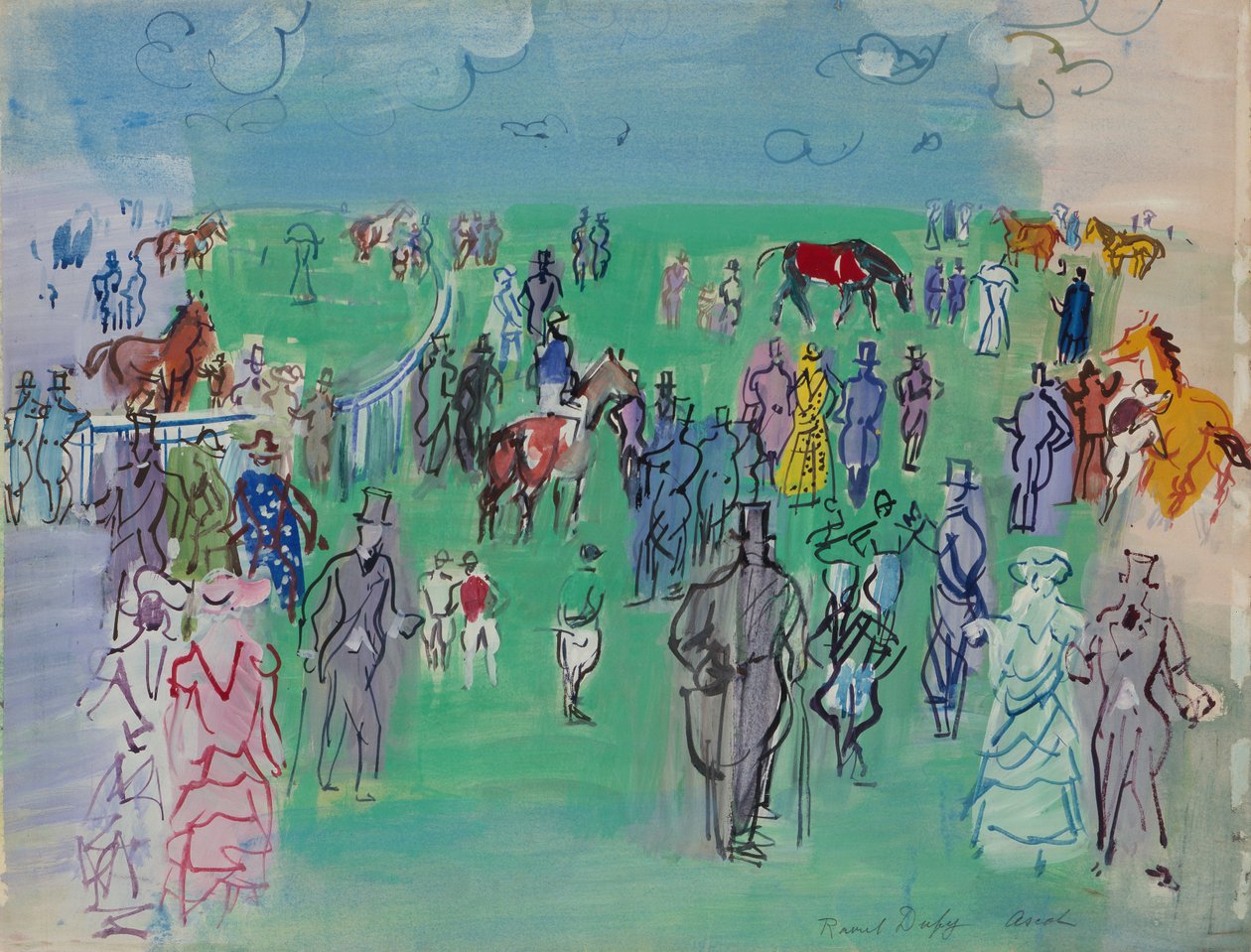 Paddock v Ascotu (kvaš a akvarel na papíře) od Raoul Dufy