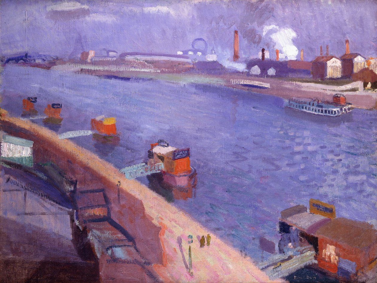 Nábřeží Seiny; Eiffelova věž v dálce; Quais de la Seine; La Tour Eiffel au Lointain od Raoul Dufy