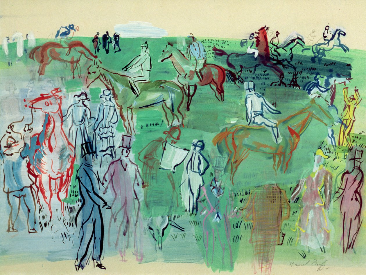 Návštěvníci dostihů na trávníku od Raoul Dufy