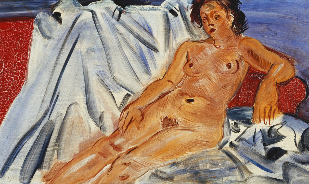 Ležící akt na červeném gauči; Nu Couche sur Canape Rouge od Raoul Dufy