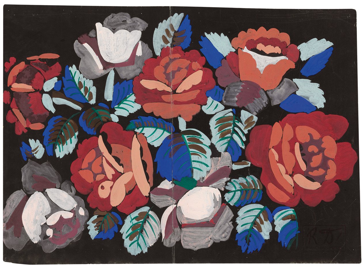 Červené a růžové růže (kvaš na černém papíře) od Raoul Dufy