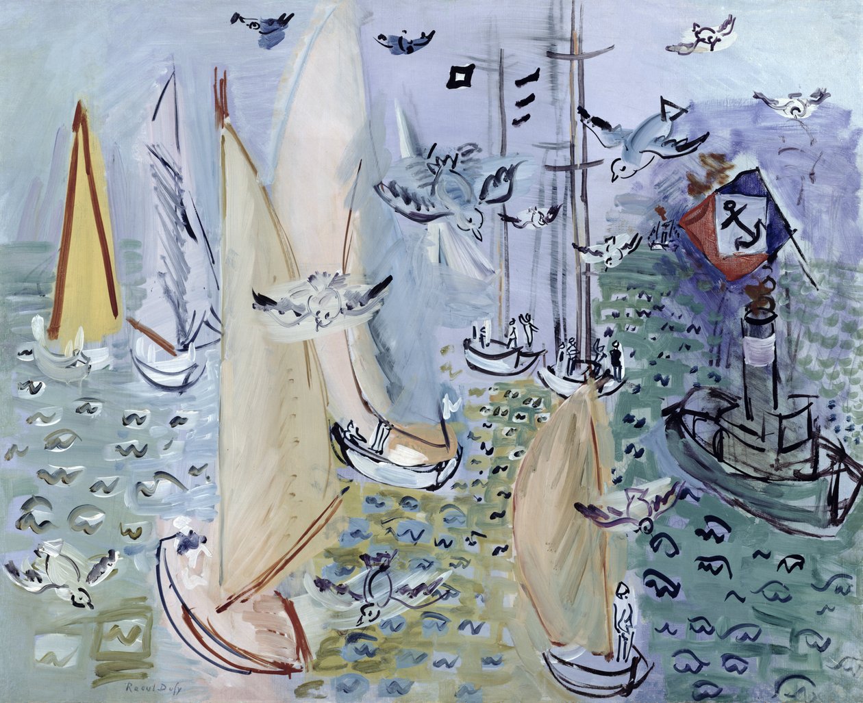 Regates s racky, asi 1930 (olej na plátně) od Raoul Dufy