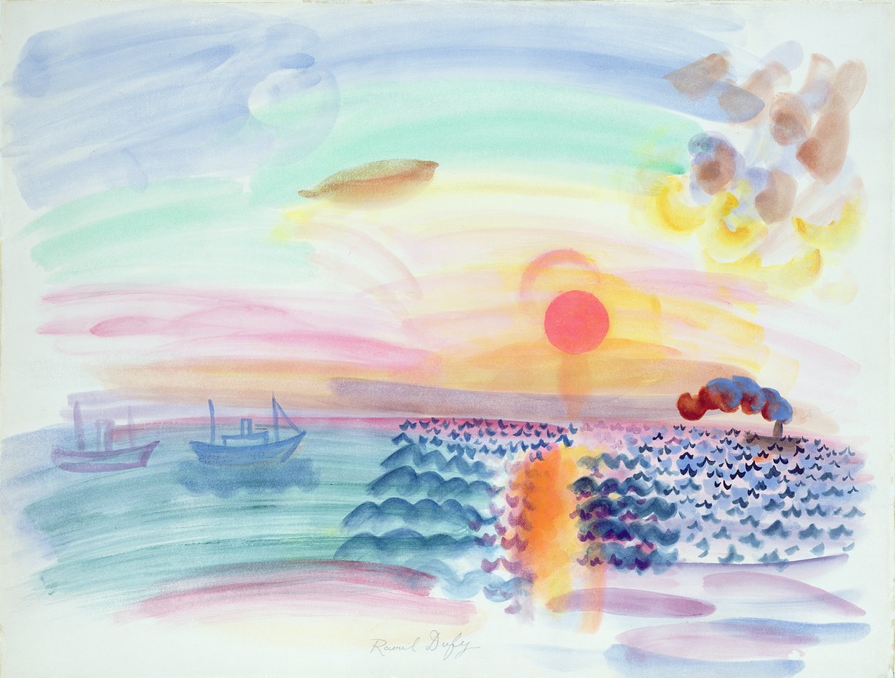 Západ slunce (akvarel na papíře) od Raoul Dufy
