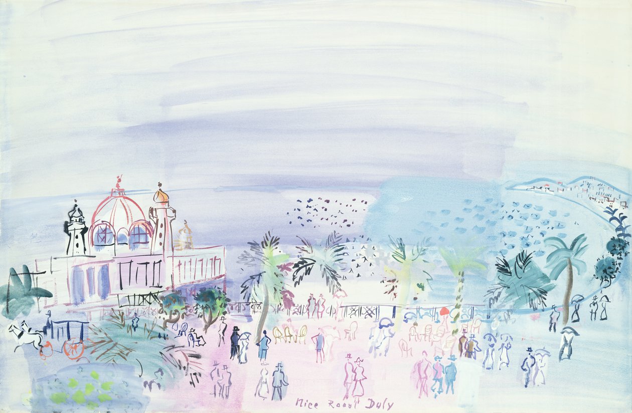 Kasino v Nice, asi 1936 (kvaš a akvarel na papíře) od Raoul Dufy