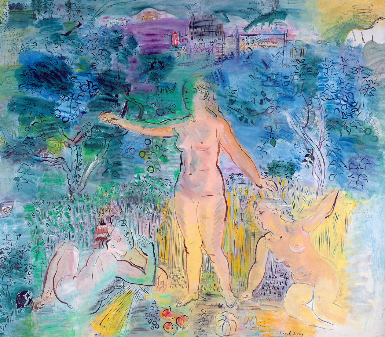 Průběh Seiny: Od Rouenu po Le Havre, levý panel triptychu (olej na plátně) od Raoul Dufy