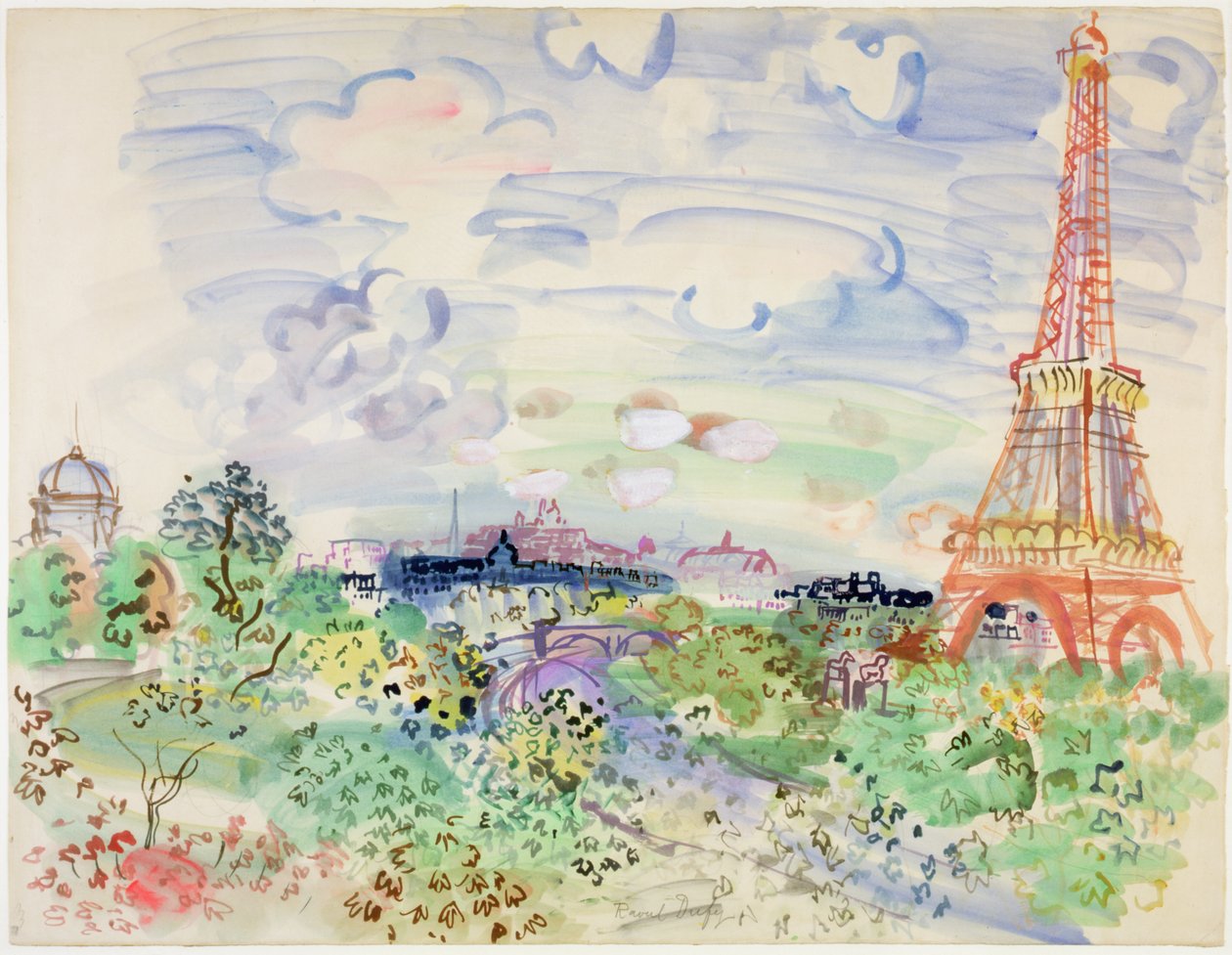 Eiffelova věž, asi 1935 (akvarel a tužka na papíře) od Raoul Dufy