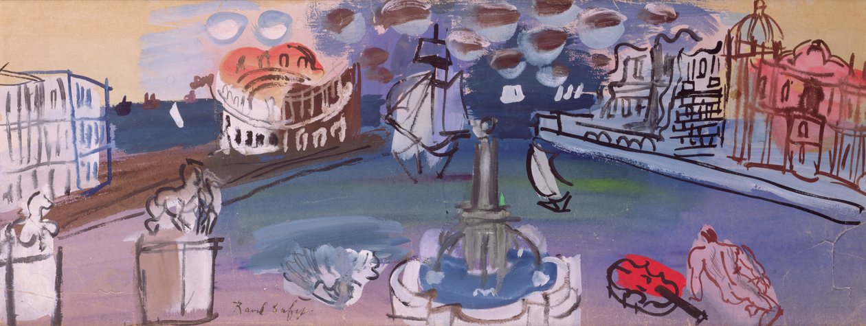 Kašna na náměstí (kvaš) od Raoul Dufy