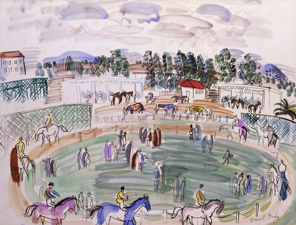 Výběh, Cagnes sur Mer; Le Paddock, Cagnes sur Mer, asi 1927 (akvarel na papíře) od Raoul Dufy