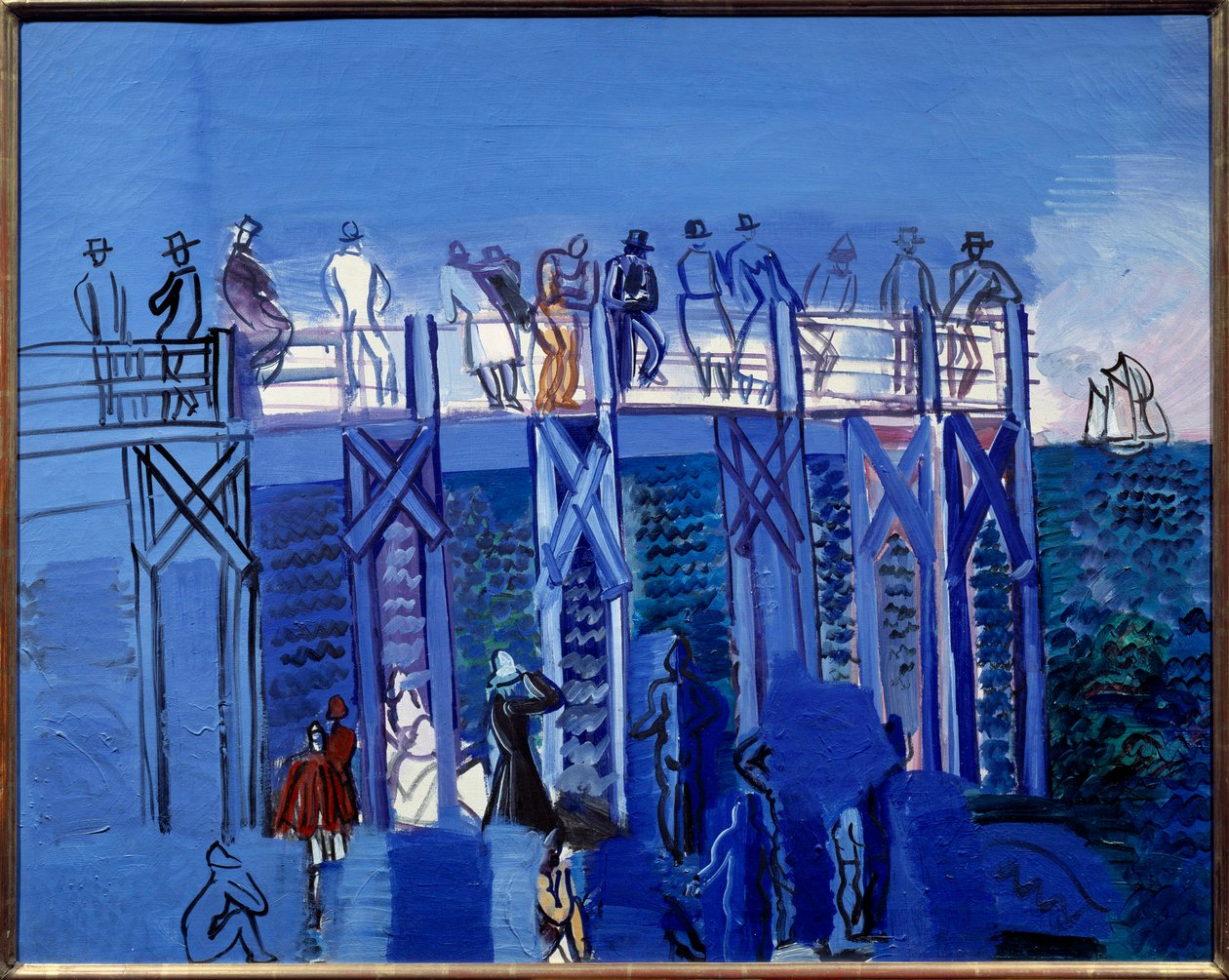 Molo a pláž v Le Havru od Raoul Dufy
