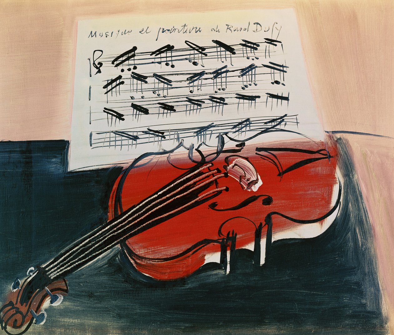 Červené housle, asi 1948 (olej na plátně) od Raoul Dufy