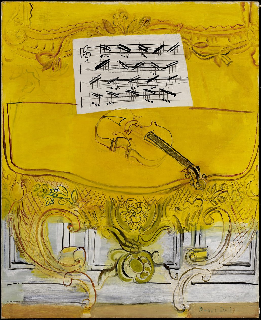 Žlutá konzole s houslemi od Raoul Dufy