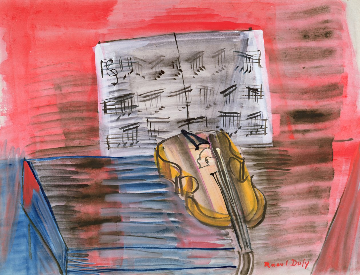 Žluté housle (kvaš a tužka na papíře) od Raoul Dufy
