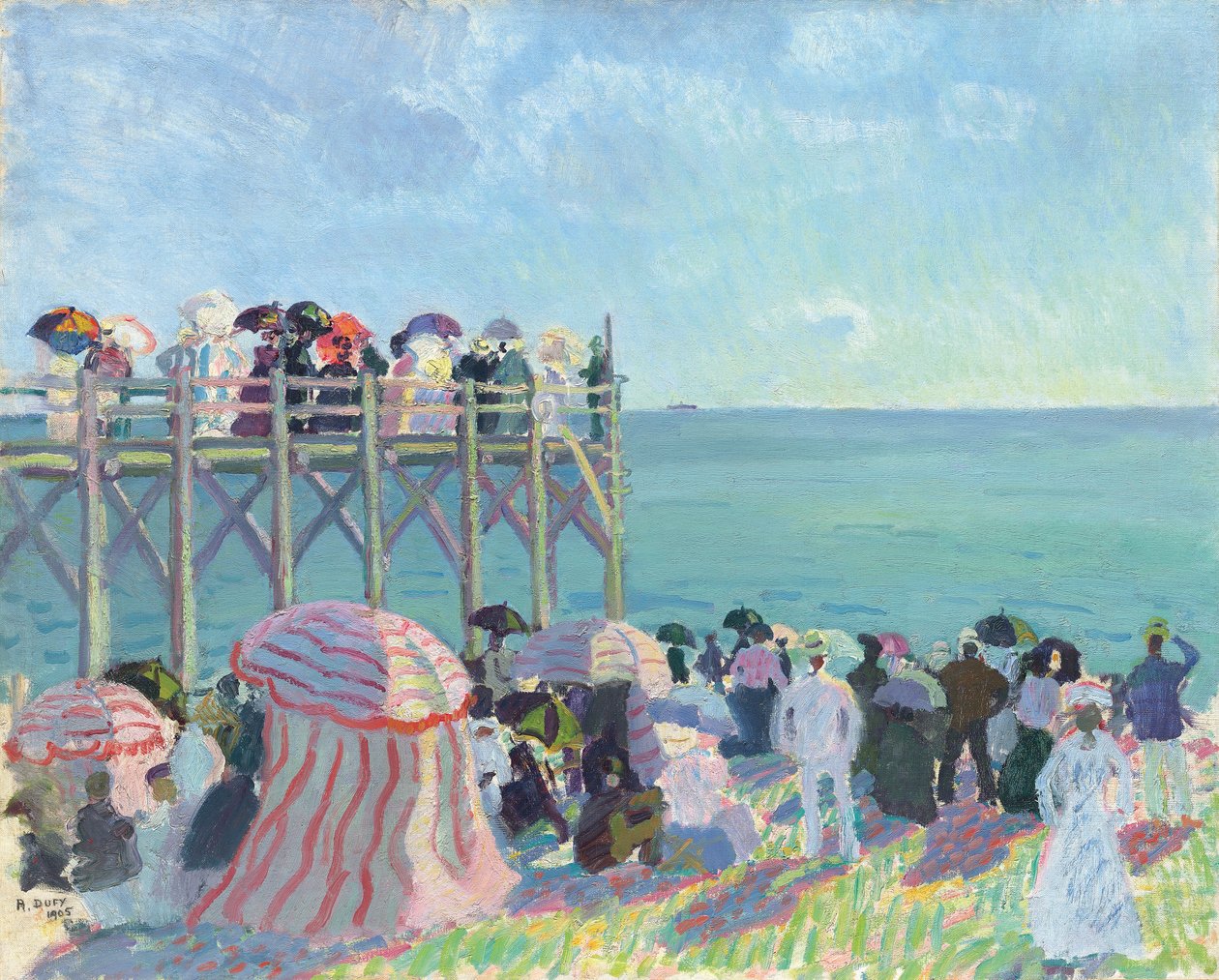 Pláž a molo v Trouville od Raoul Dufy
