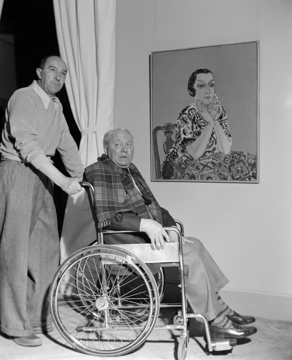 Malíř Raoul Dufy v Benátkách (na invalidním vozíku) - 1952 (čb fotografie) od Raoul Dufy