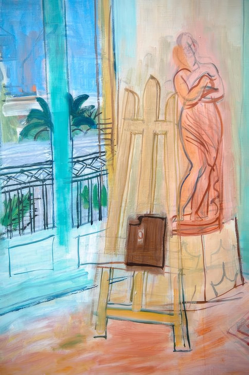 Ateliér malíře s červenou sochou od Raoul Dufy