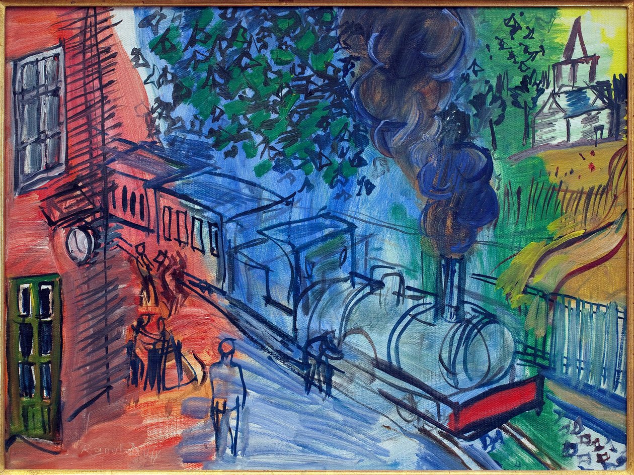Vlak na nádraží. Obraz Raoula Dufyho (1877-1953), olej na plátně. Francouzské umění, 20. století. Musee La Piscine, Roubaix. od Raoul Dufy