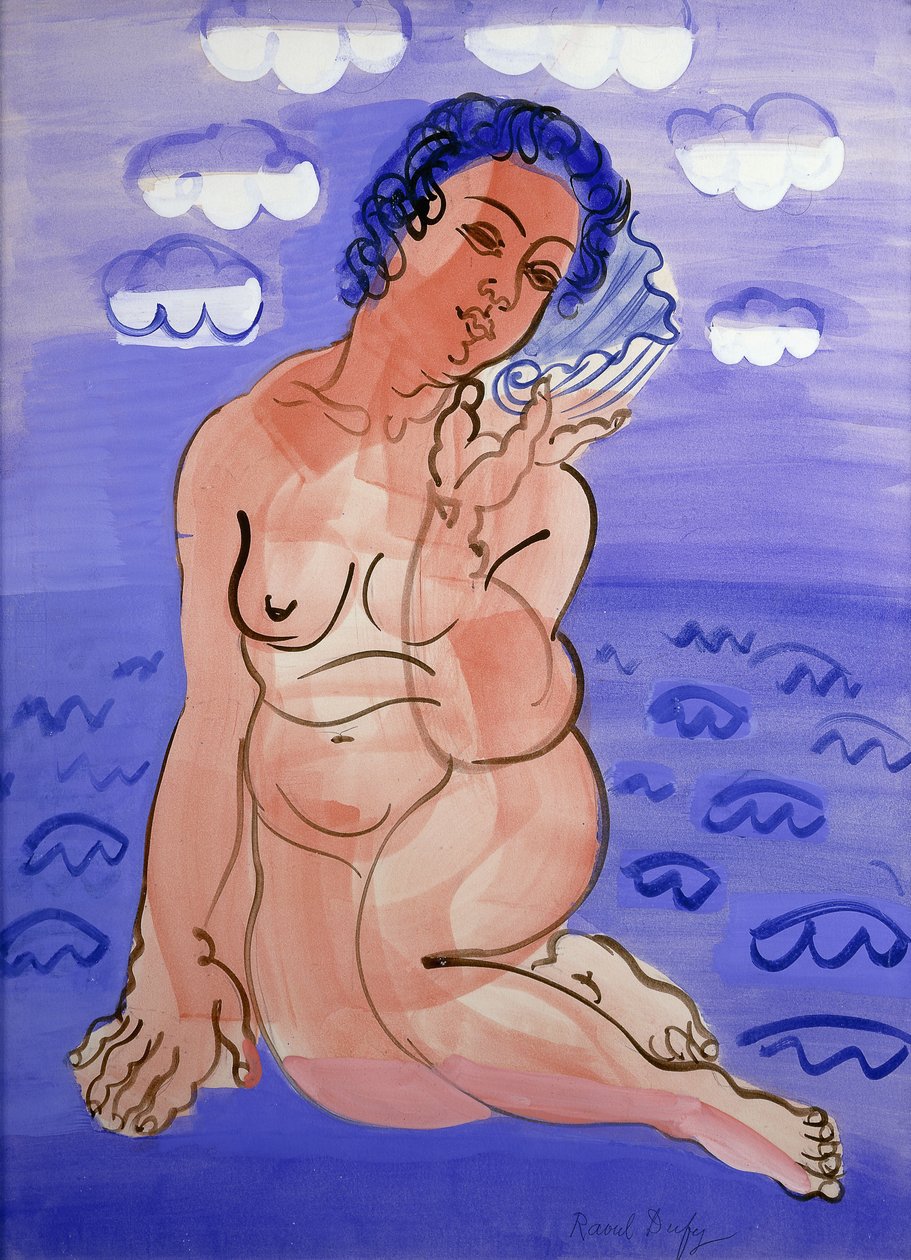 Venuše s mušlí; Venus a la Coquille, asi 1925-1930 (akvarel a kvaš na papíře) od Raoul Dufy