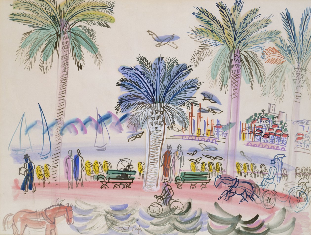 Pohled na Le Suquet, Cannes (akvarel) od Raoul Dufy