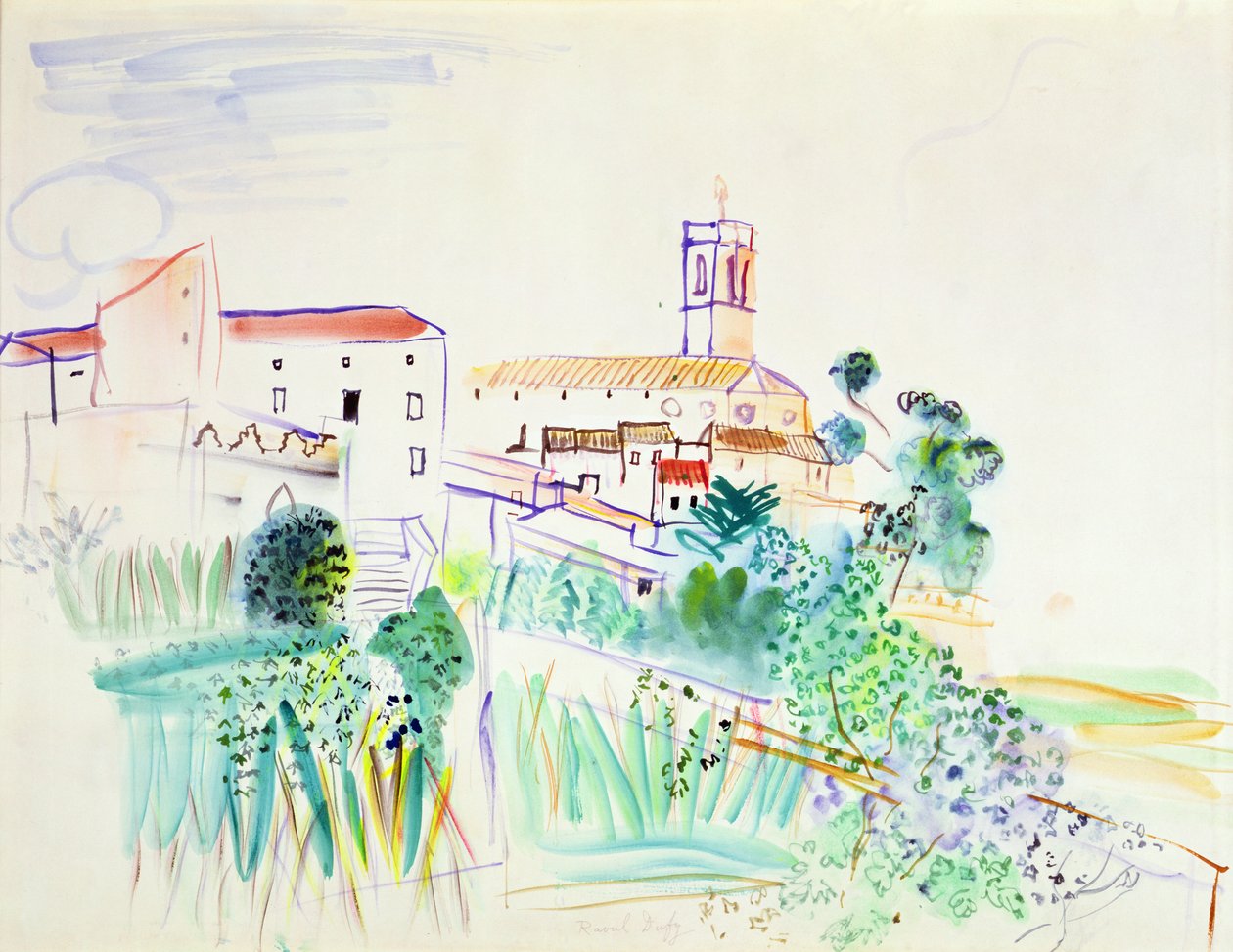 Vesnice v Provence (akvarel na papíře) od Raoul Dufy