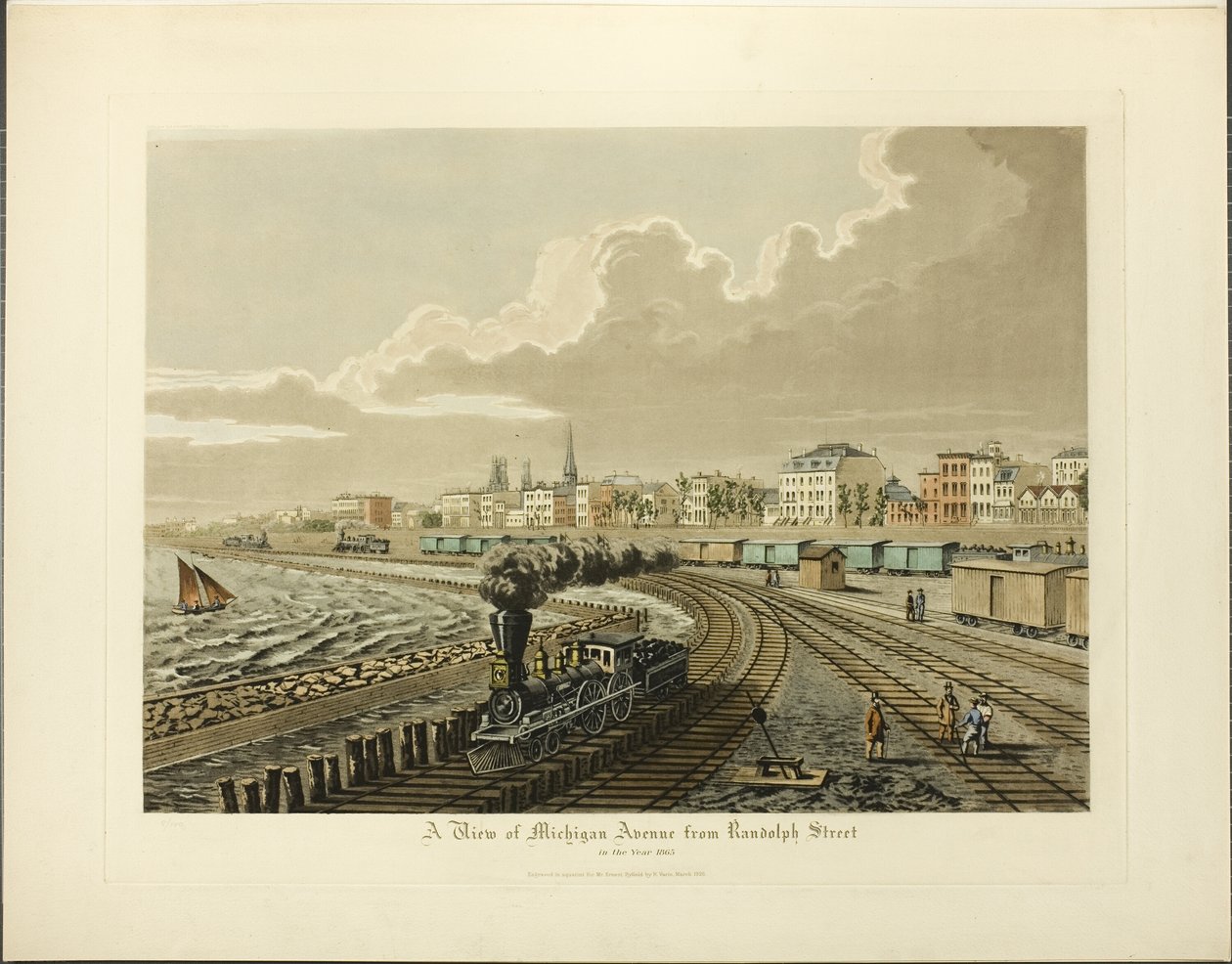 Pohled na Michigan Avenue z Randolph Street v roce 1865 od Raoul Varin