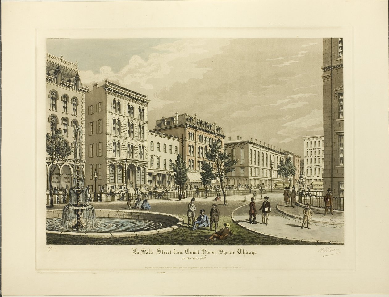 La Salle Street z Court House Square, Chicago, v roce 1865 od Raoul Varin
