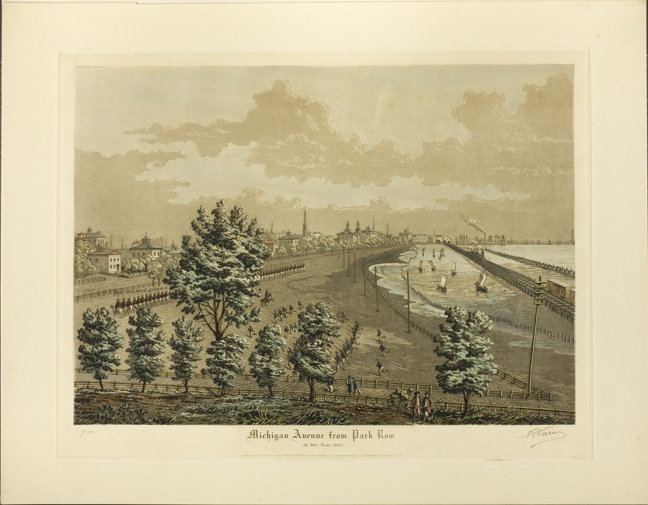 Michigan Avenue z Park Row v roce 1865 od Raoul Varin