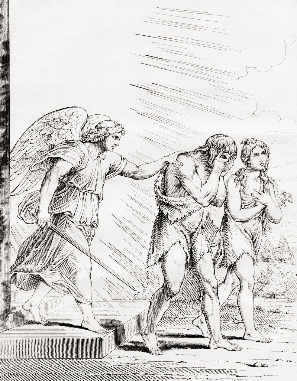 Adam a Eva vyhnáni z ráje, 19. století od Raffaello Sanzio Raphael
