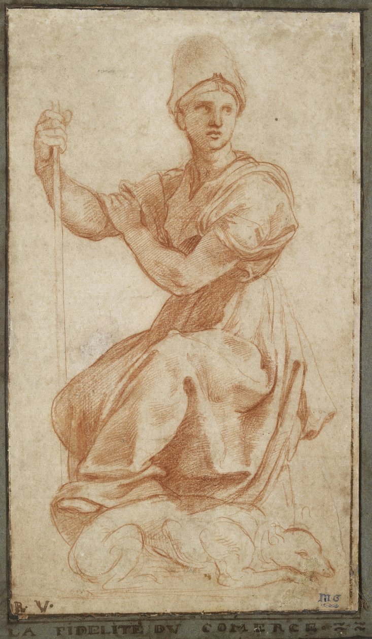 Alegorická ženská postava (červená křída na papíře) od Raffaello Sanzio Raphael
