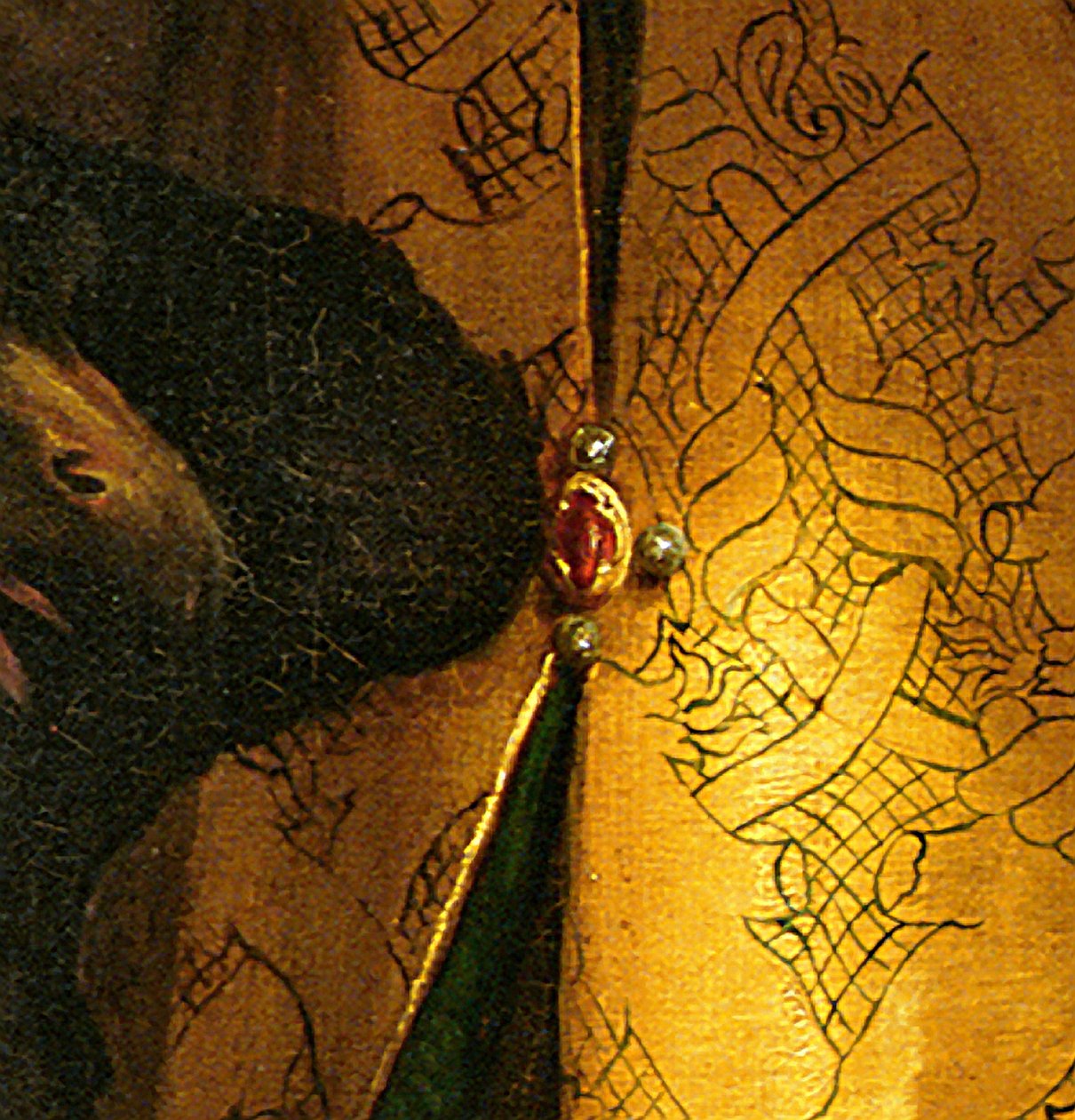 Detail sv. Cecílie obklopené sv. Pavlem, sv. Janem Evangelistou, sv. Augustinem a Máří Magdalenou, olej na panelu kolem roku 1513 od Raffaello Sanzio Raphael