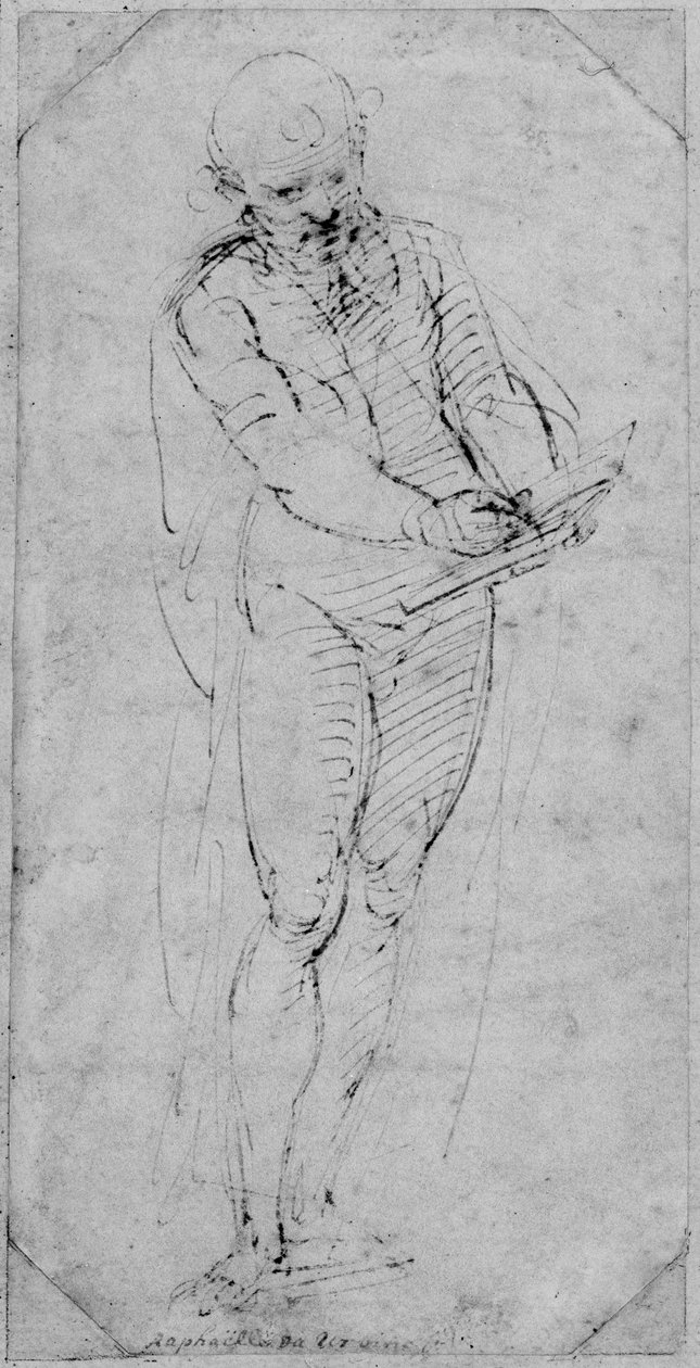 Recto: Muž píšící v knize, WA1846.167 od Raffaello Sanzio Raphael