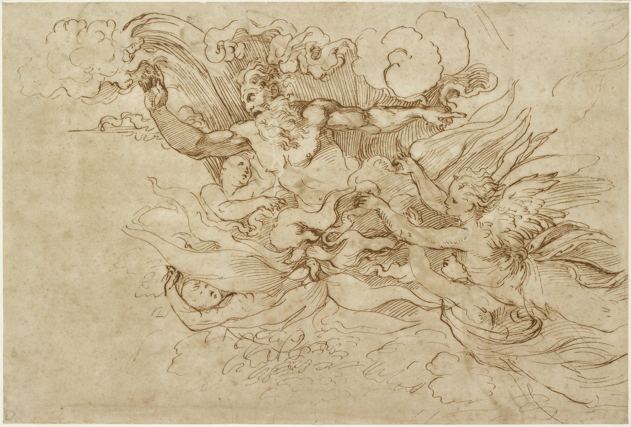 Recto: Study for God zjevující se Mojžíšovi, WA1846.138 od Raffaello Sanzio Raphael