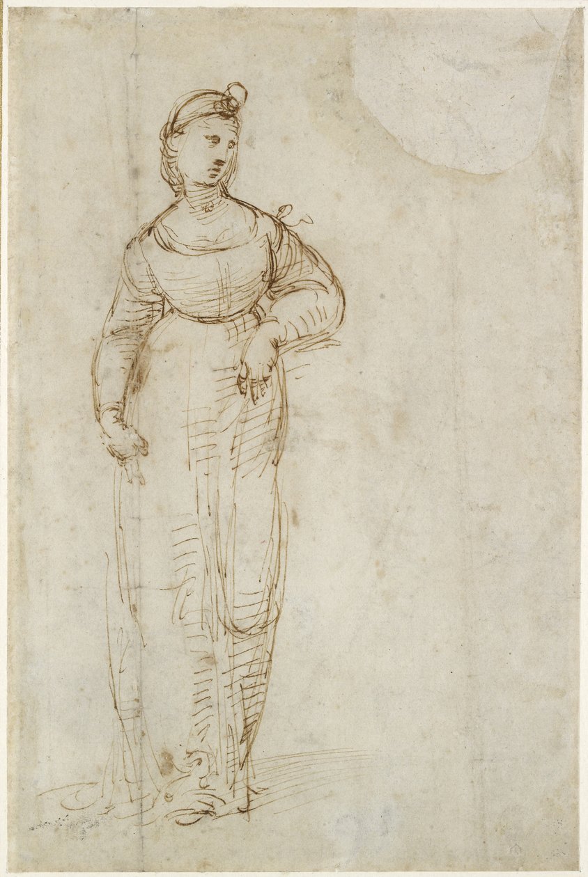 Recto: Studie pro Svatou Kateřinu, WA1846.168 od Raffaello Sanzio Raphael