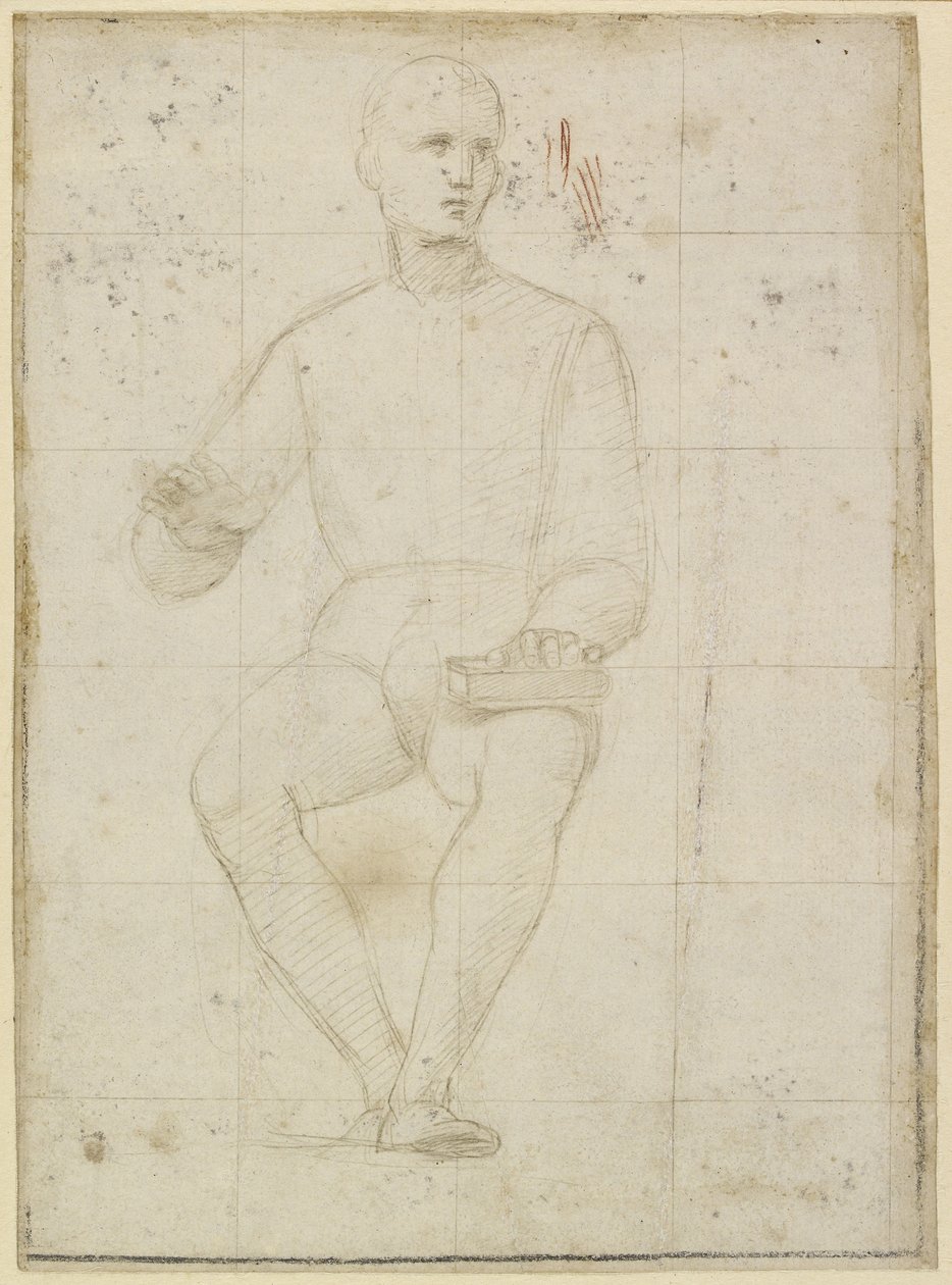Recto: Studie sedícího muže, WA1846.174 od Raffaello Sanzio Raphael