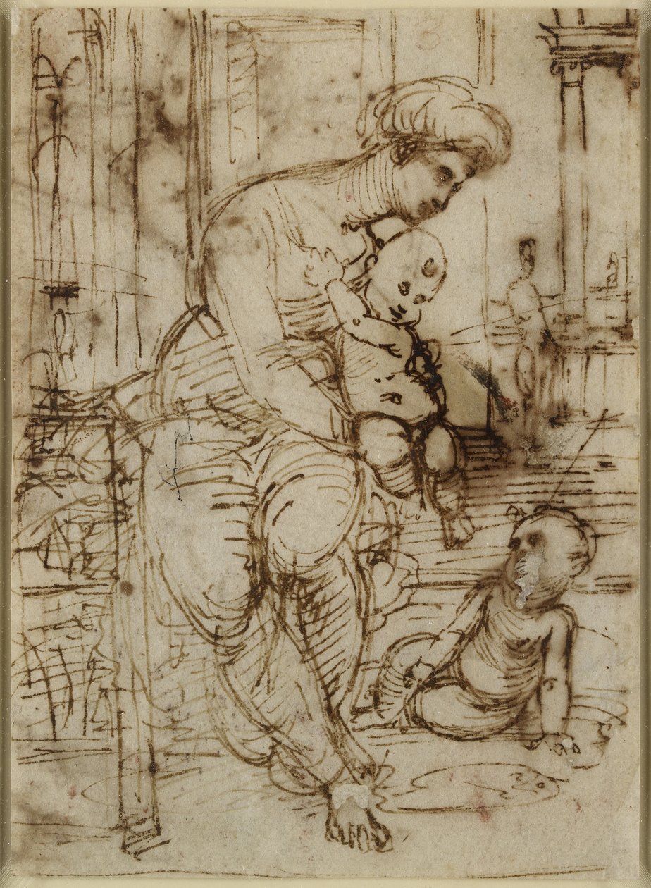 Recto: The Virgin and Child and St John, WA1846.162 od Raffaello Sanzio Raphael