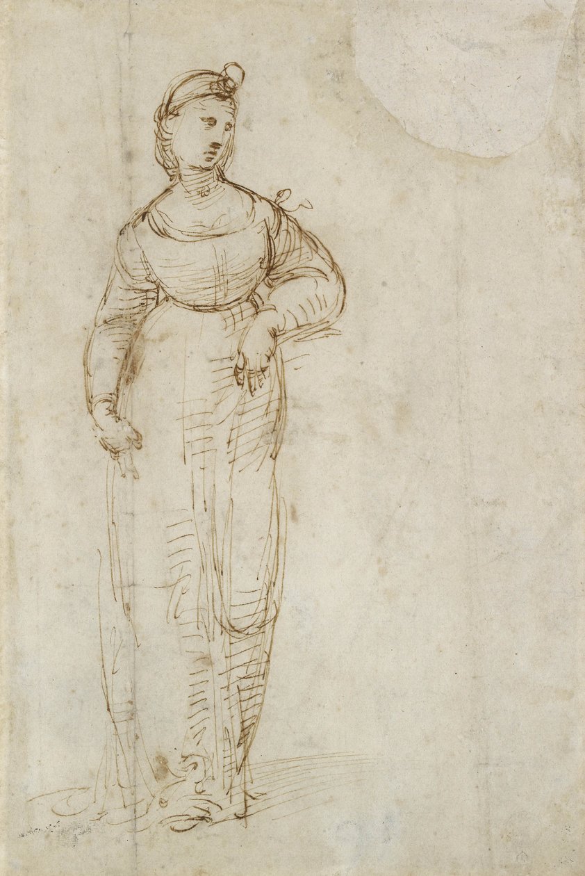 Svatá Kateřina (pero a hnědý inkoust na papíře) od Raffaello Sanzio Raphael