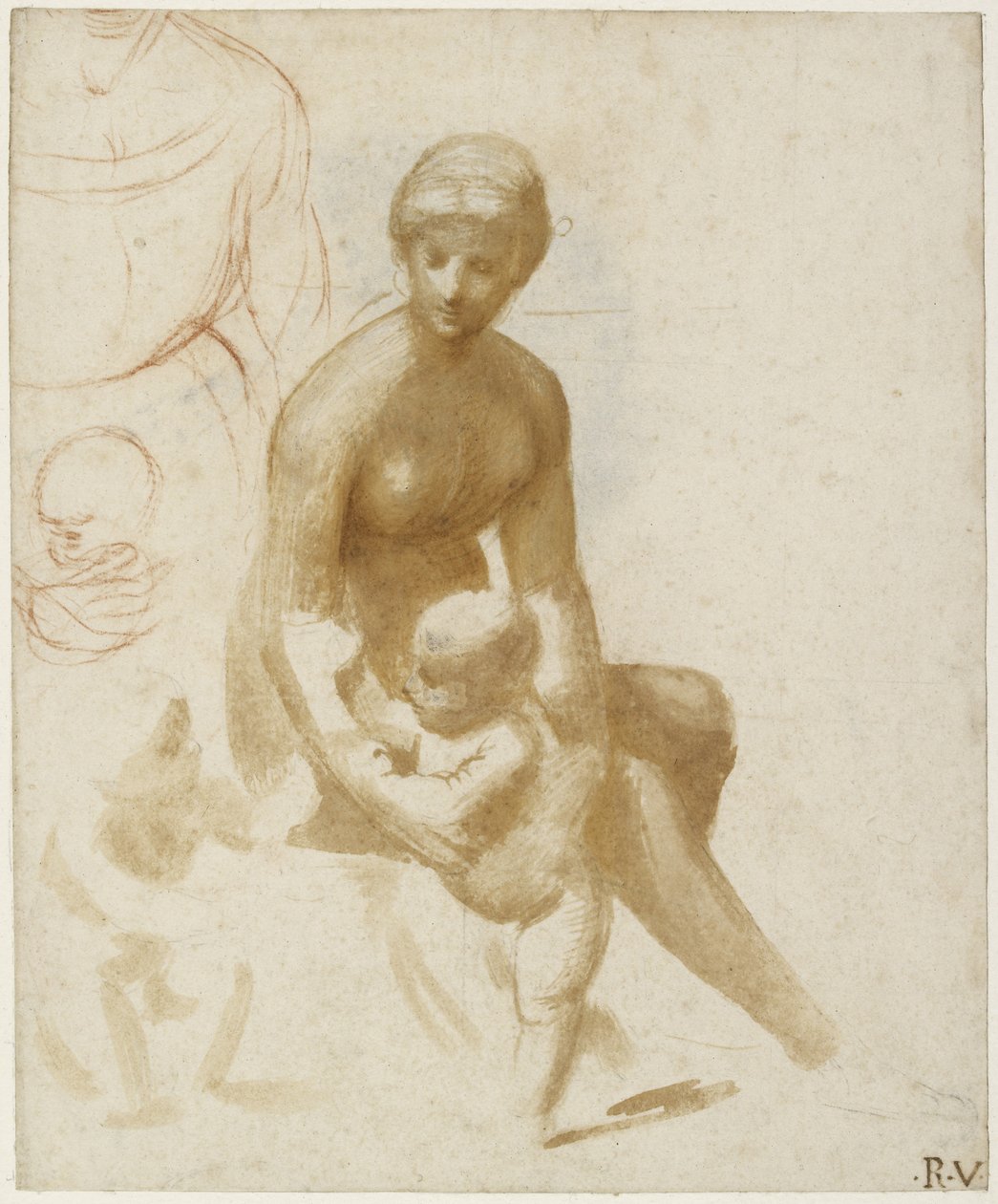 Studie pro pannu a dítě s dítětem St John, WA1846.161 od Raffaello Sanzio Raphael